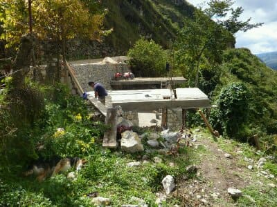 Baño rústico